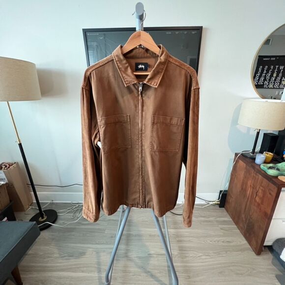 Stussy - Zip Up Mixed Corduroy Overshirt (#111956-0001) - Brown - Picture 1 of 6